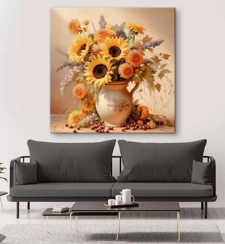 Wandbilder Herbstkomposition, Blumen in einer Vase s46774