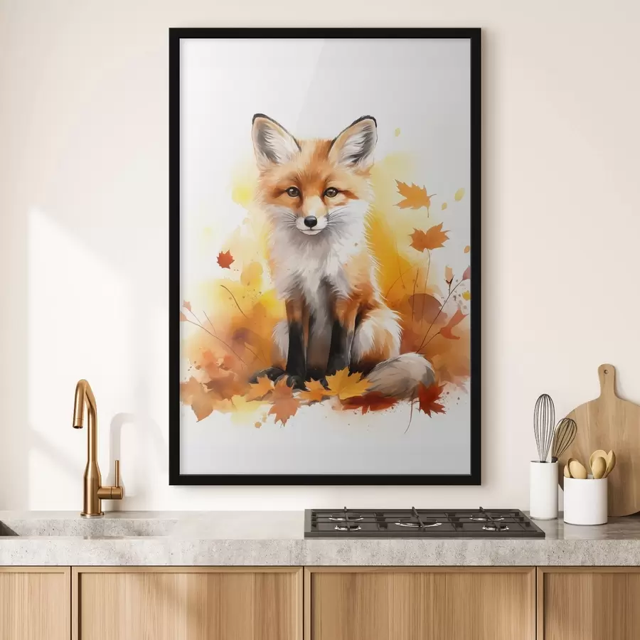 Fototapete Kleiner Fuchs, Aquarellimitation f46768