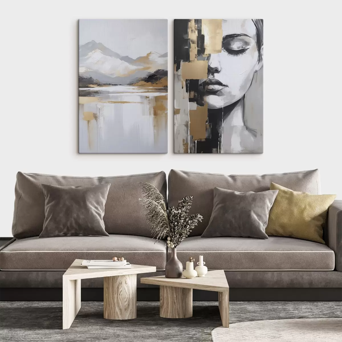 Wandbilder Abstrakte Berglandschaft und Porträt m01058