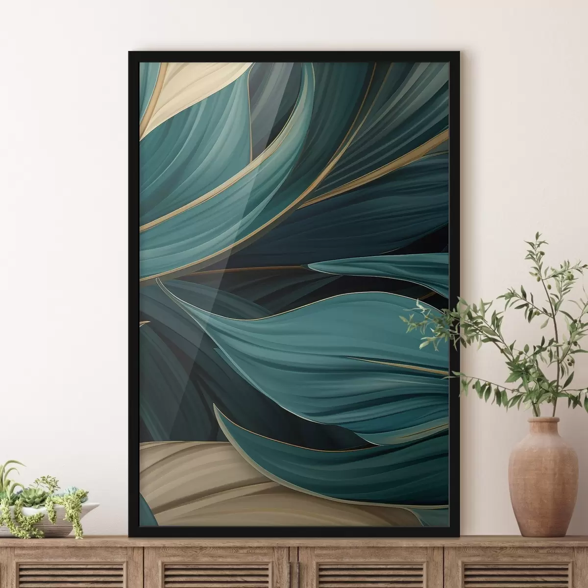 Poster Grüne abstrakte Blätter f46879