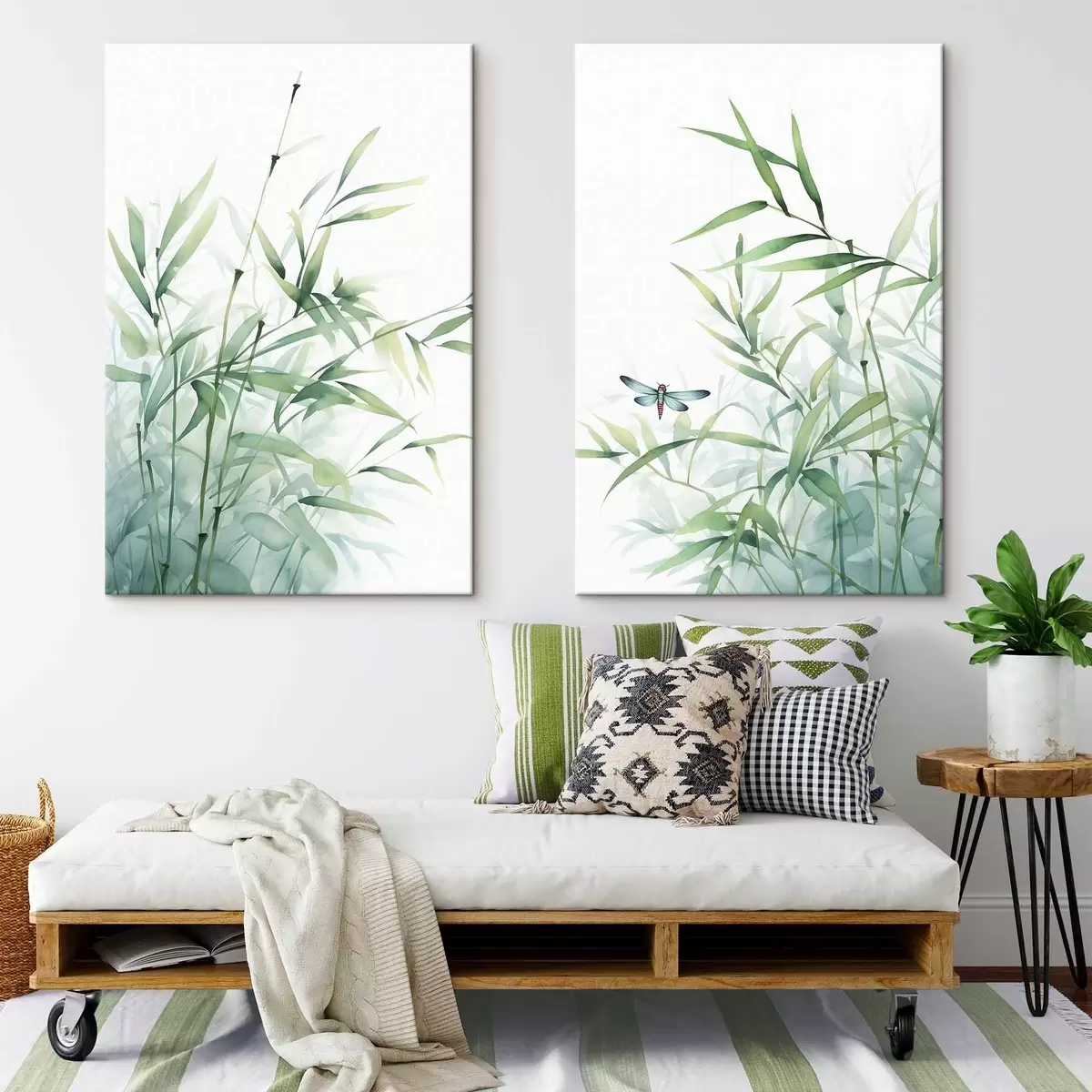 Wandbilder Bambuspflanzen, Aquarellimitation m01062
