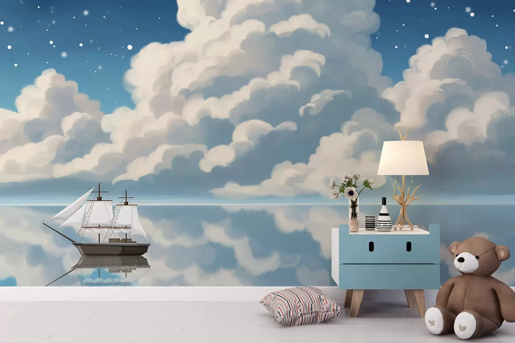 Fototapete Dicke Wolken über Wasser w04996