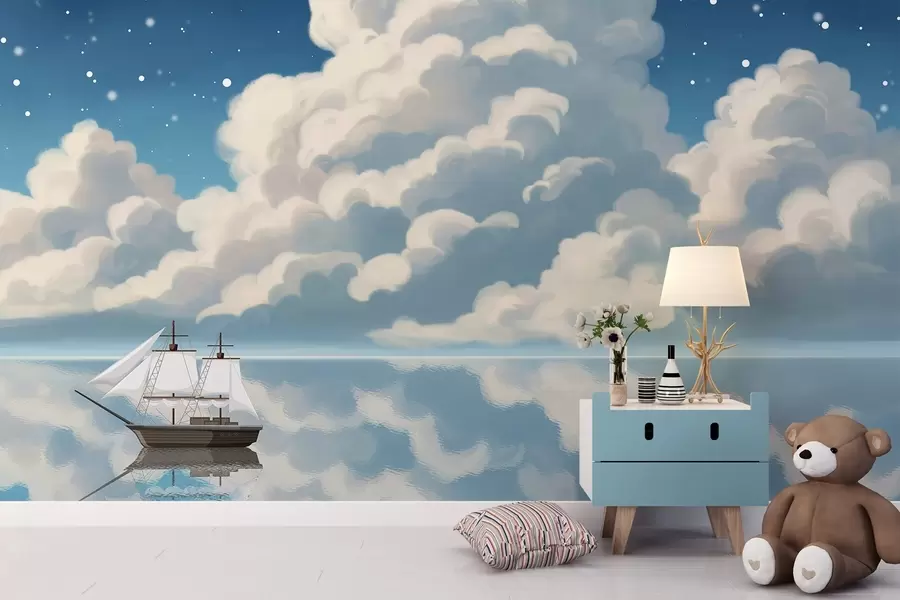 Fototapete Dicke Wolken über Wasser w04996