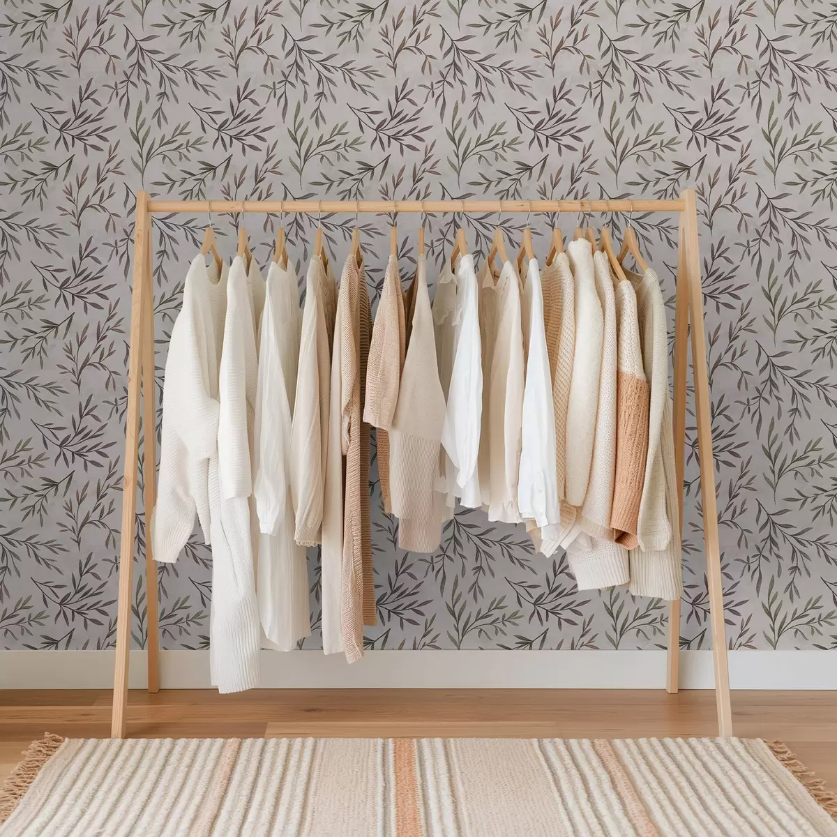 Tapete Bunte Zweige mit Blättern auf hellem Hintergrund a00936v3