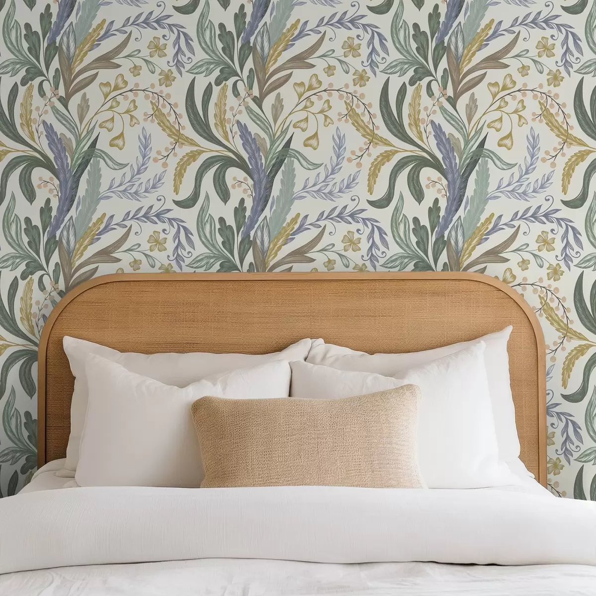 Tapete Üppiges Blumenornament in sanften Pastelltönen a00939