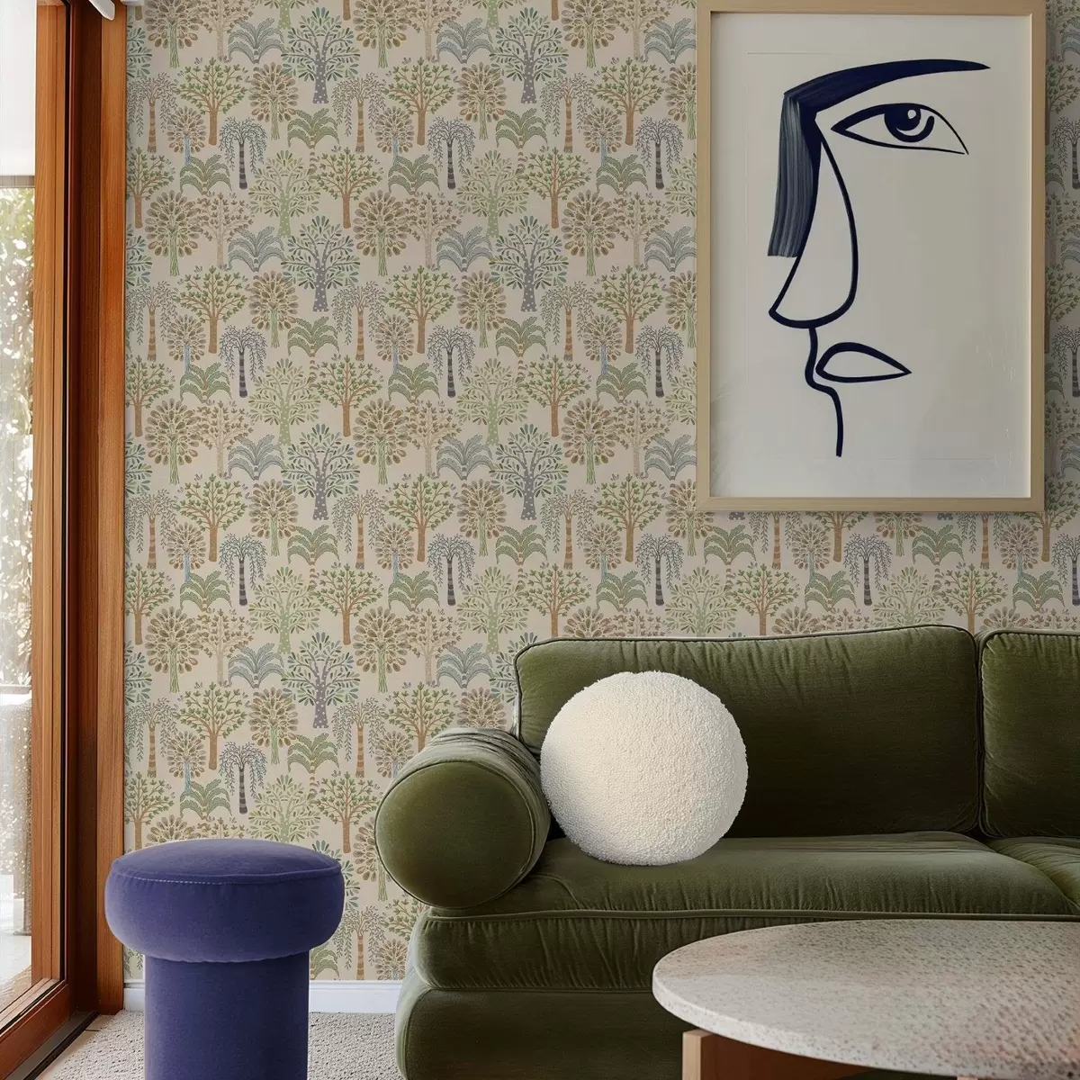 Tapete Zierbäume in sanften Naturtönen a00960