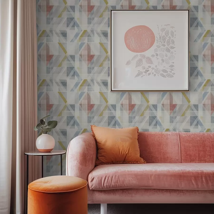 Fototapete Geometrisches Design mit einem roten Diamanten in der Mitte a01055