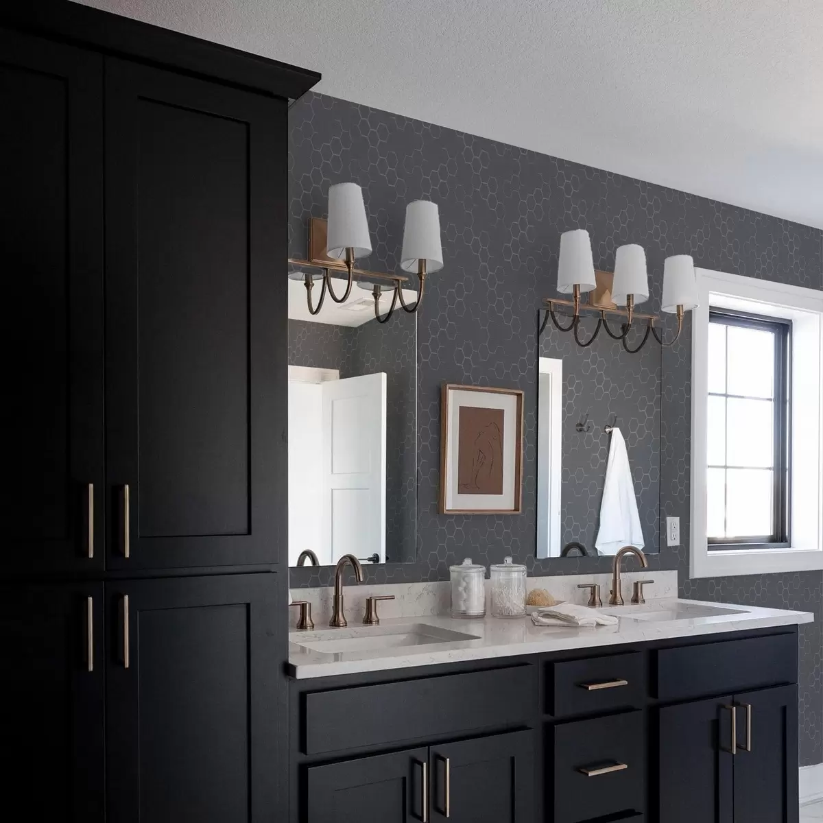 Tapete Dunkles Graphit-Wabenmuster mit Tiefe a01061v1