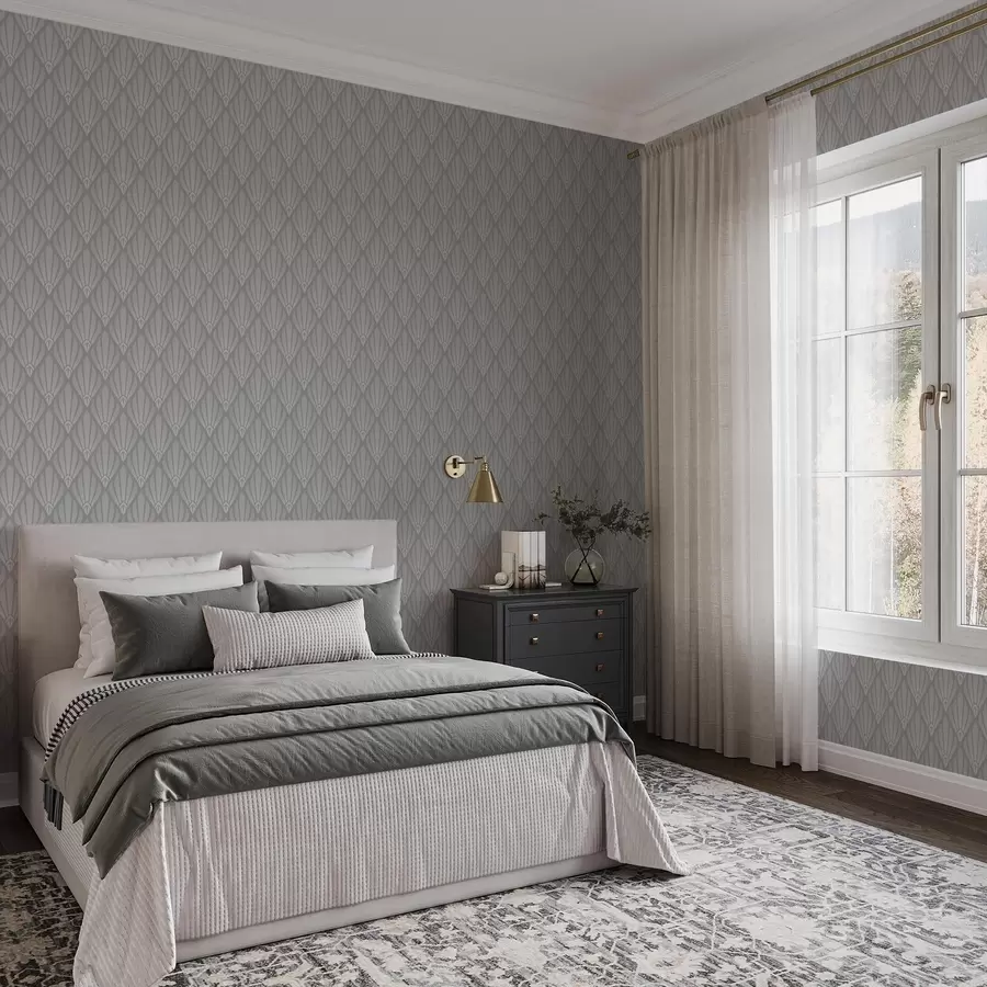 Fototapete Graues Art Déco mit fächerförmigen Formen a01064