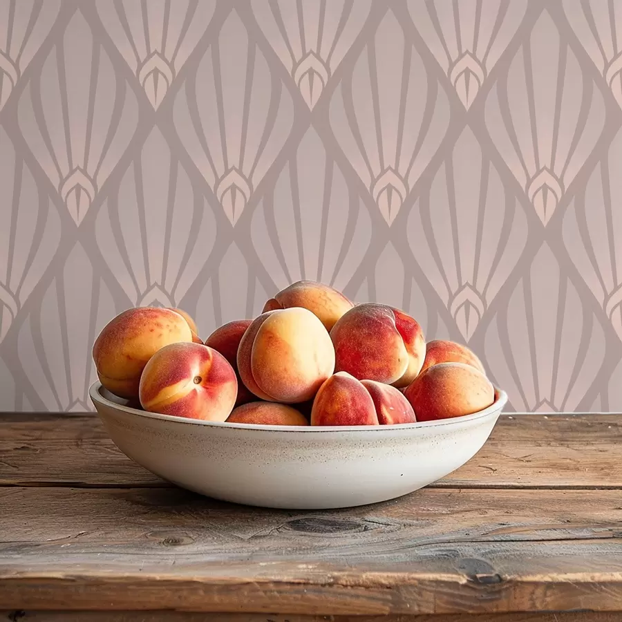 Fototapete Pudriges Beige im Art-Déco-Stil mit sanften Fächern a01064v1