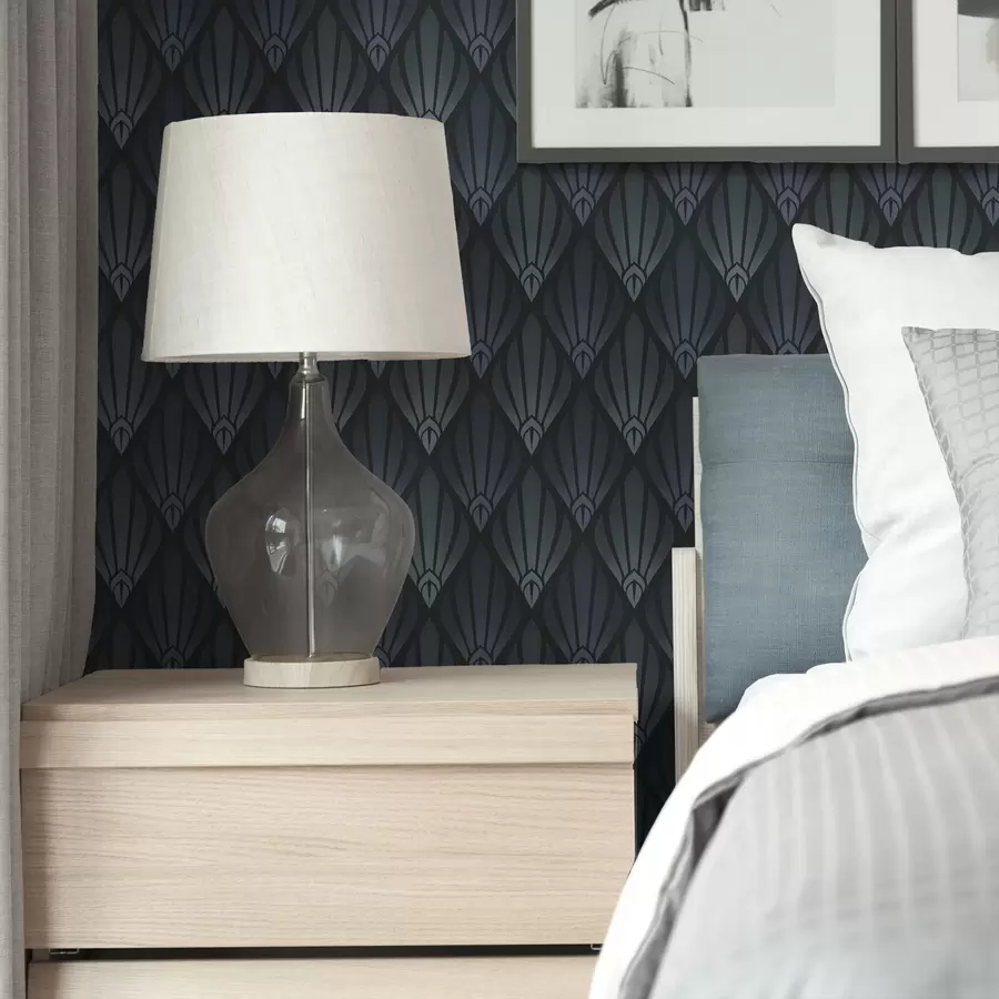 Fototapete Kühles Blaugrau im Art-Déco-Stil mit fächerförmigen Formen a01064v3