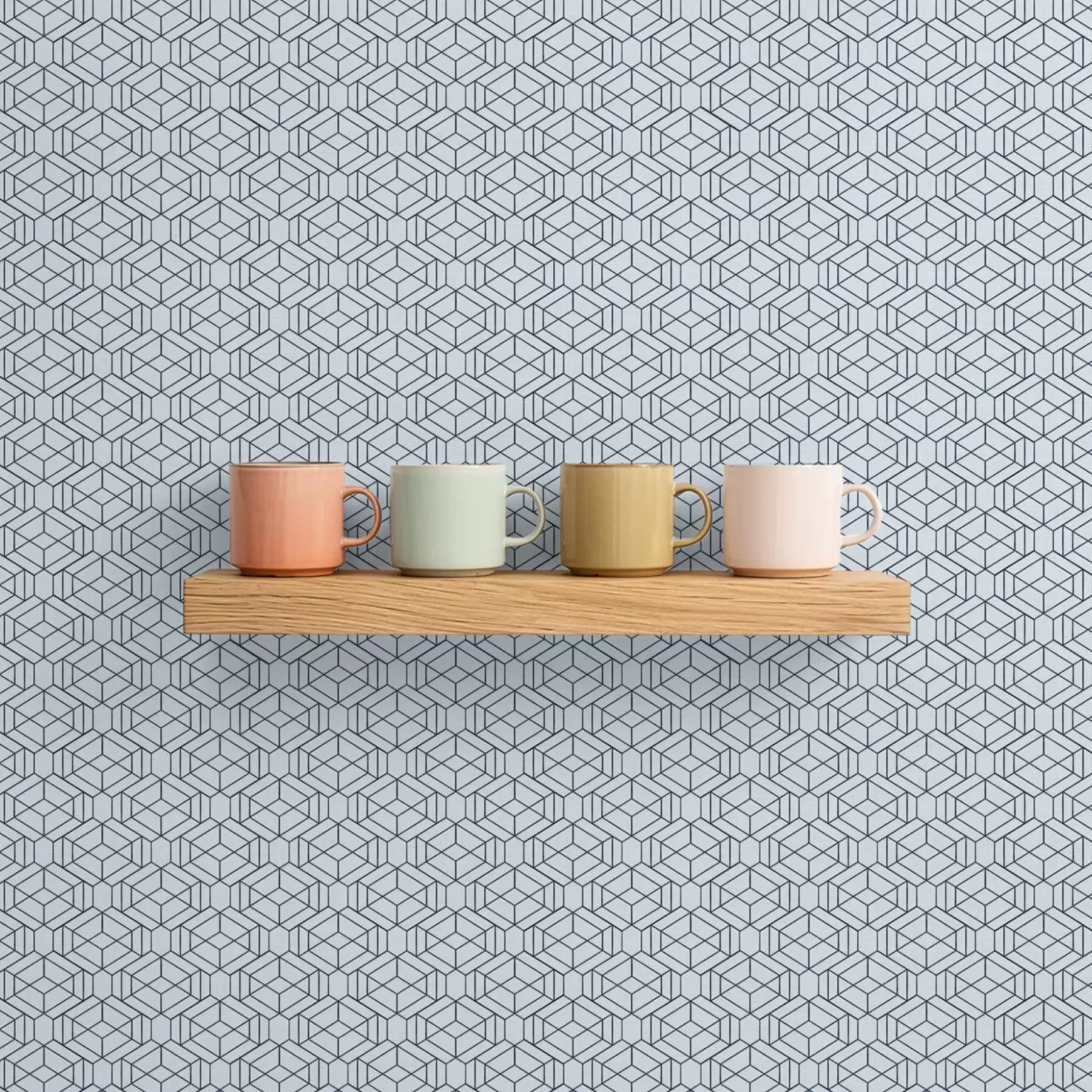 Fototapete Hellblaues geometrisches Würtermuster a01066