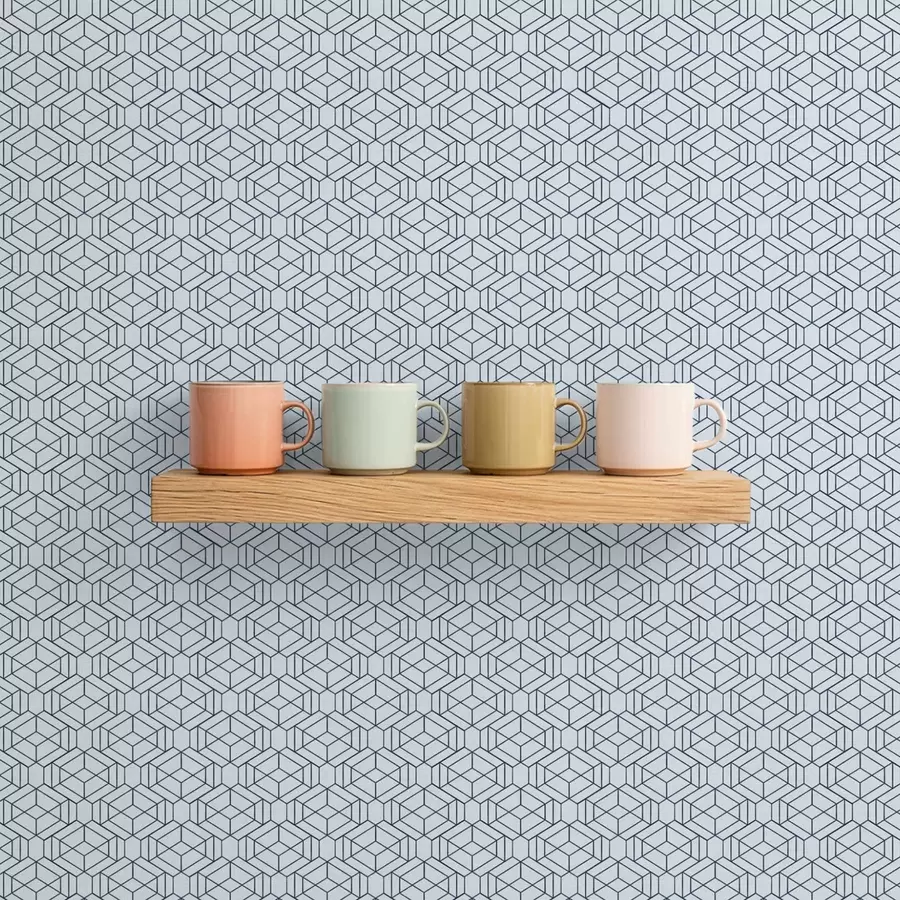 Fototapete Hellblaues geometrisches Würtermuster a01066