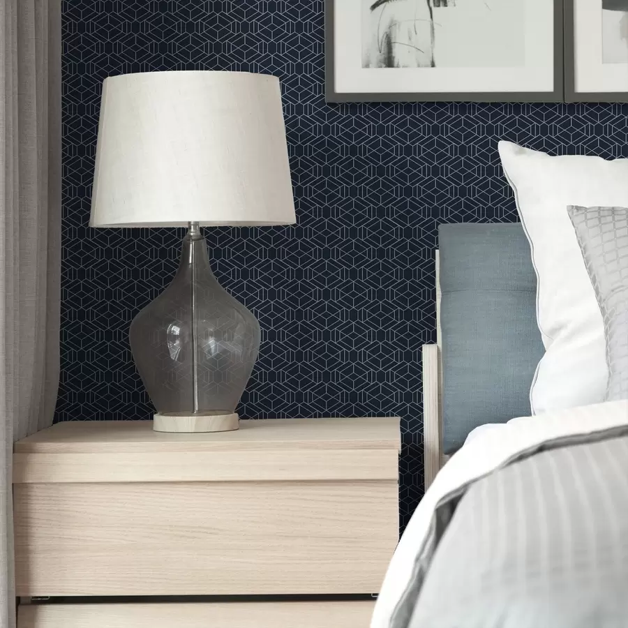 Fototapete Dunkelblaues geometrisches Gitter aus Würfeln a01066v1