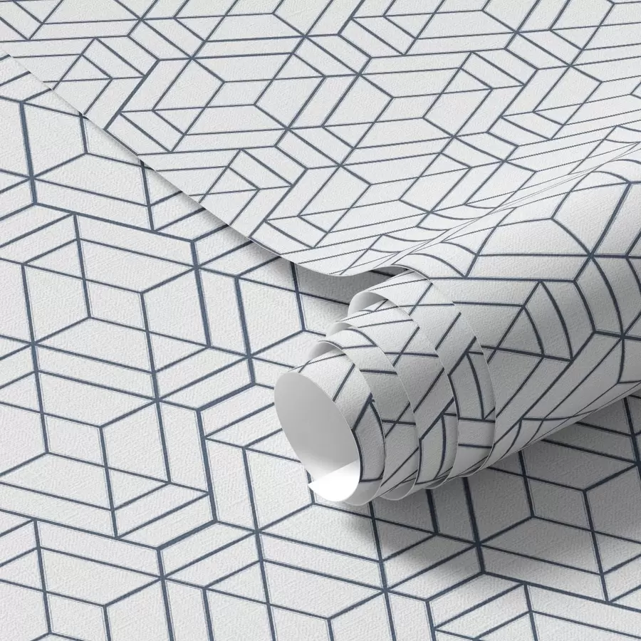 Fototapete Weißer Hintergrund mit blauen dreidimensionalen geometrischen Würfeln a01067