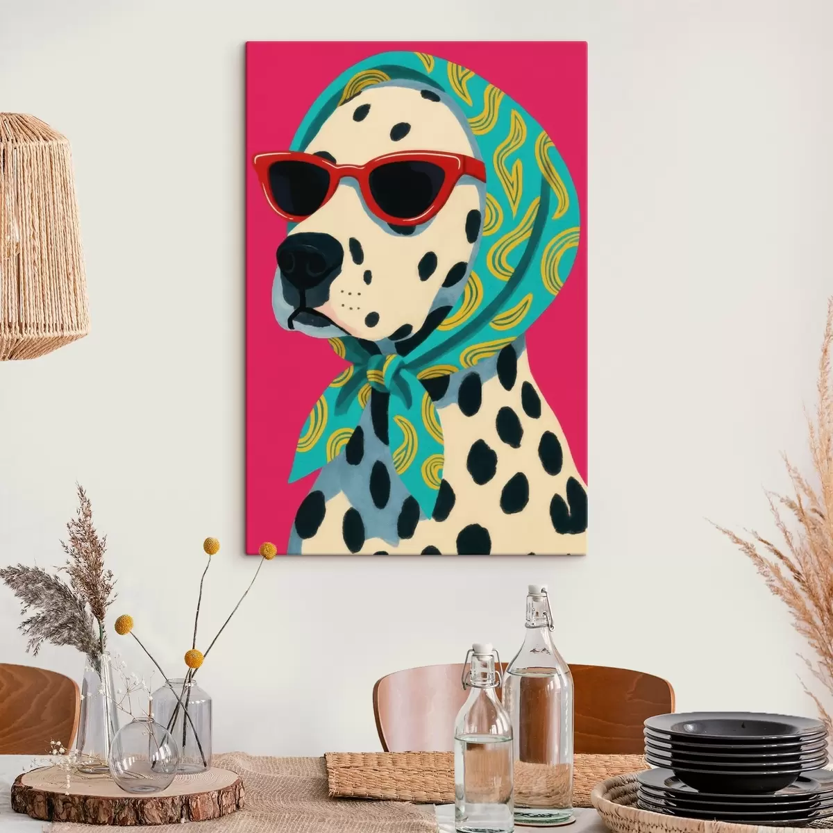 Wandbilder Hund mit Schal s46858