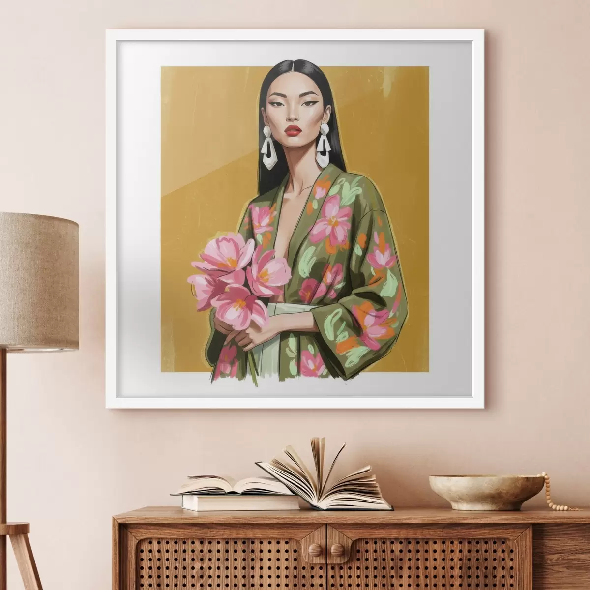 Poster Mädchen mit einem Blumenstrauß f46850