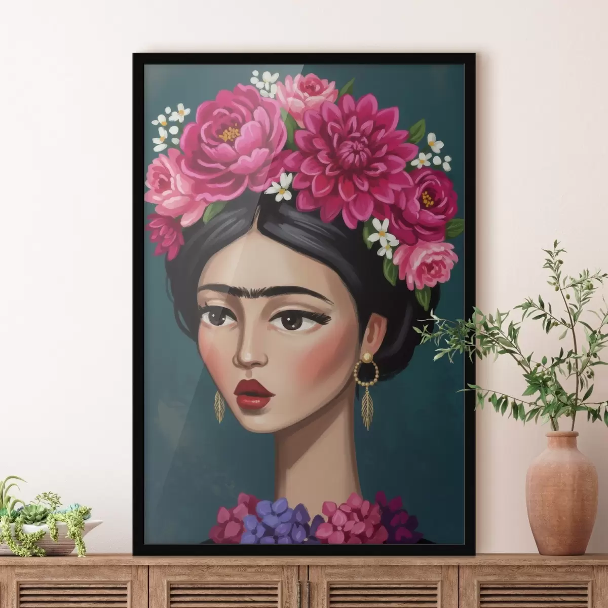 Poster Mädchen mit Blumen im Haar f46857