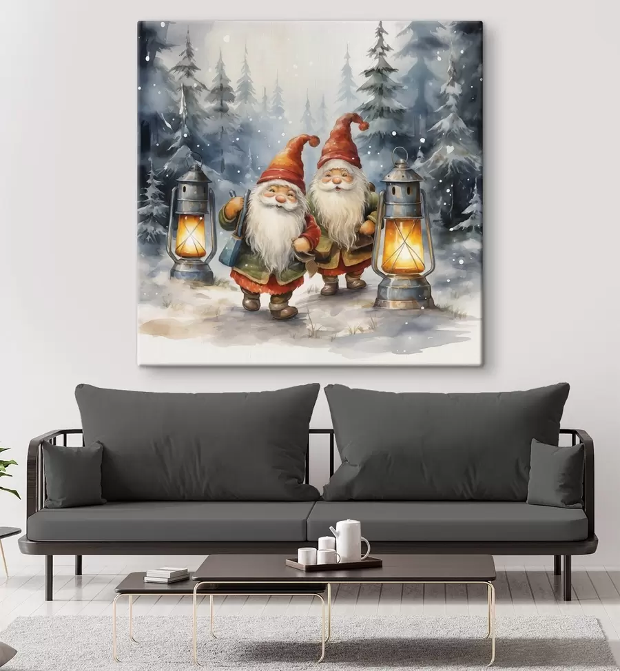 Wandbilder Neujahrszwerge, Aquarellimitation s46970