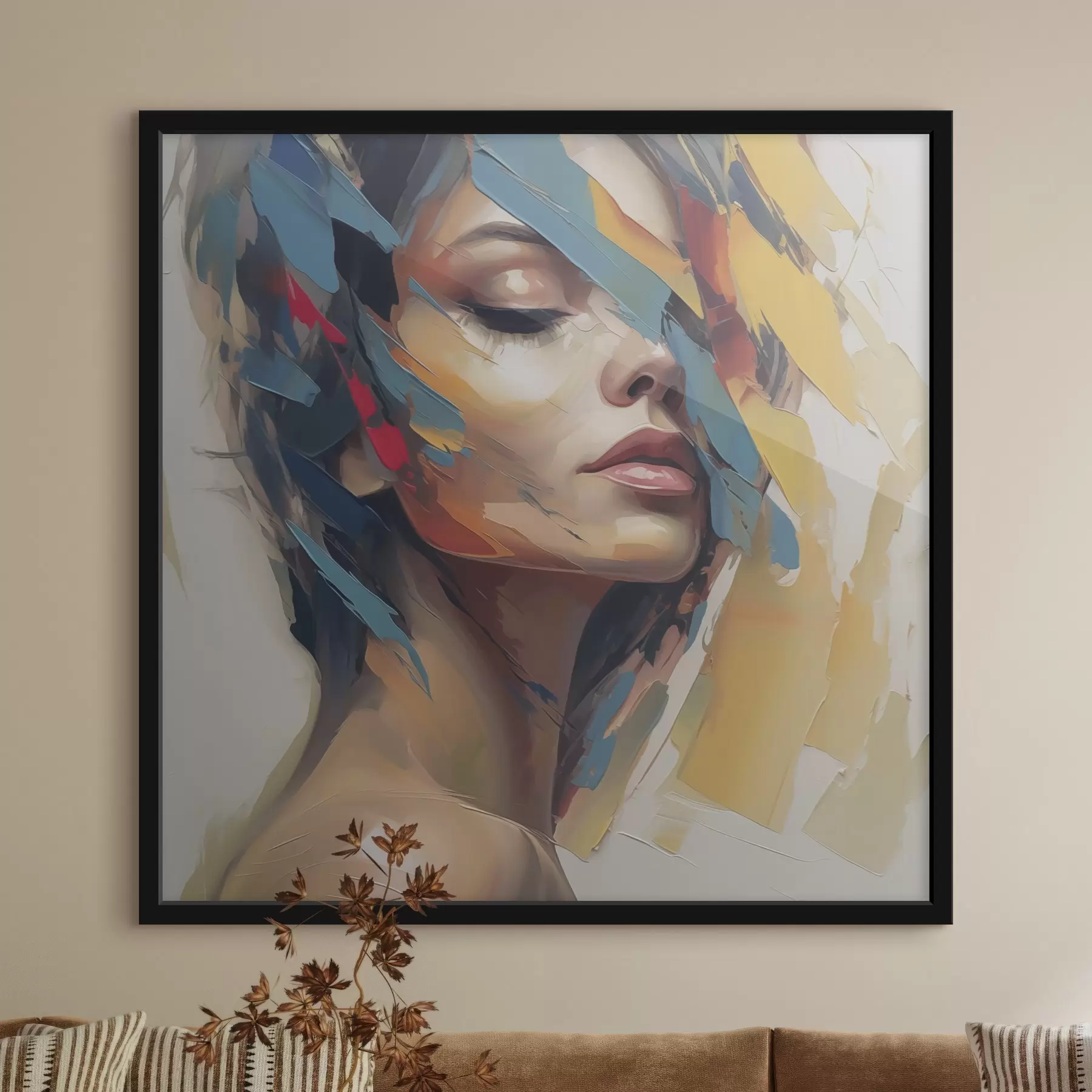 Fototapete Abstrakte weibliche Porträtimitation einer Malerei f46918