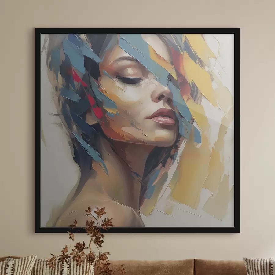 Fototapete Abstrakte weibliche Porträtimitation einer Malerei f46918