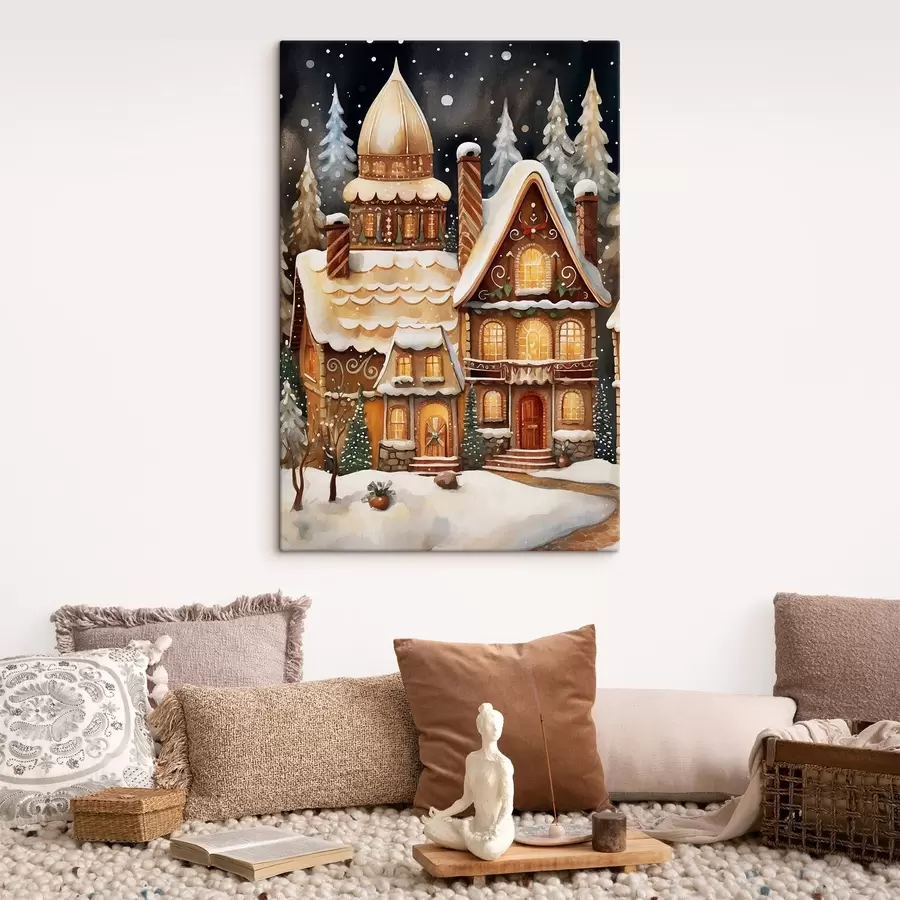 Fototapete Schneebedeckte Häuser im Wald s46985