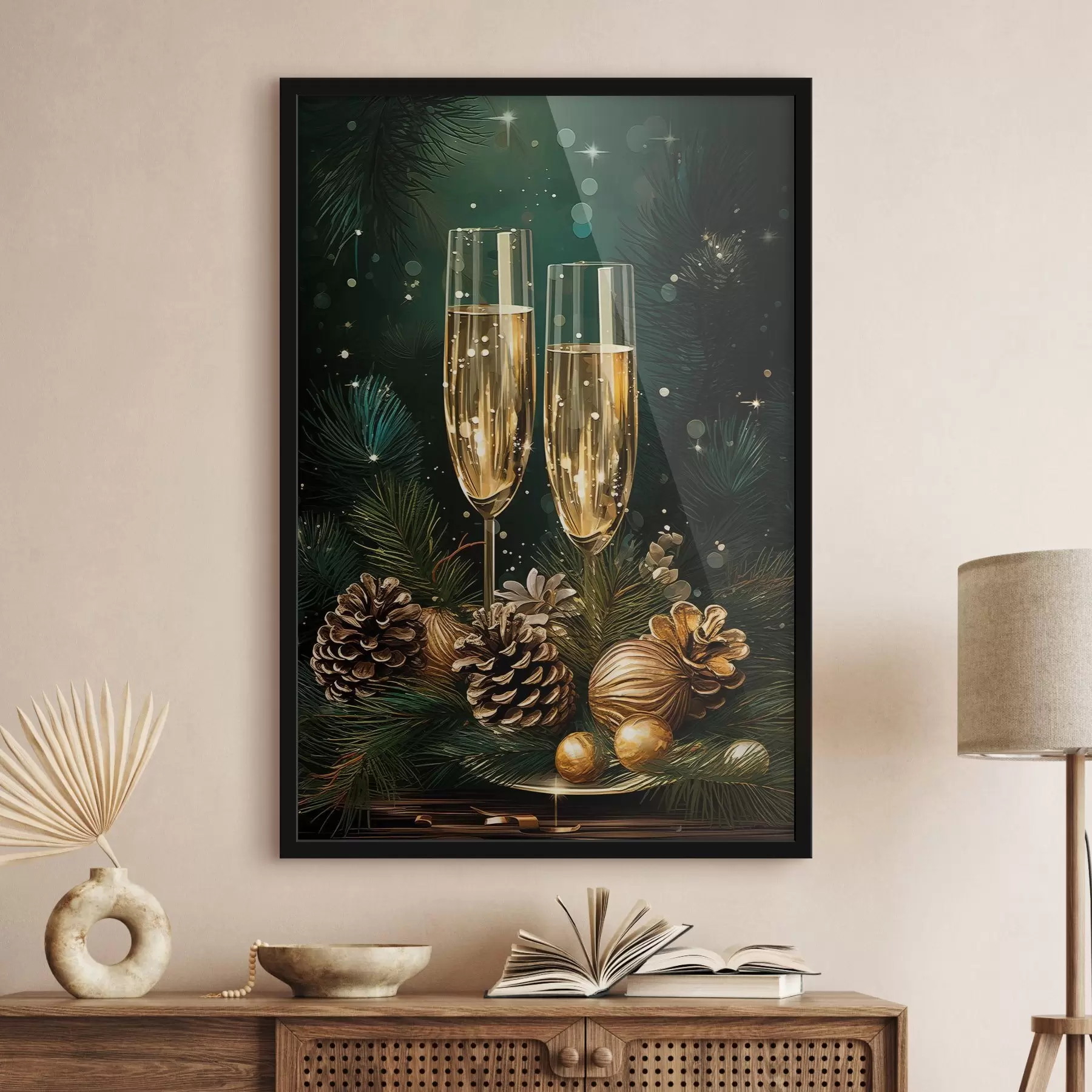 Fototapete Neujahrskomposition, Champagnergläser f46981