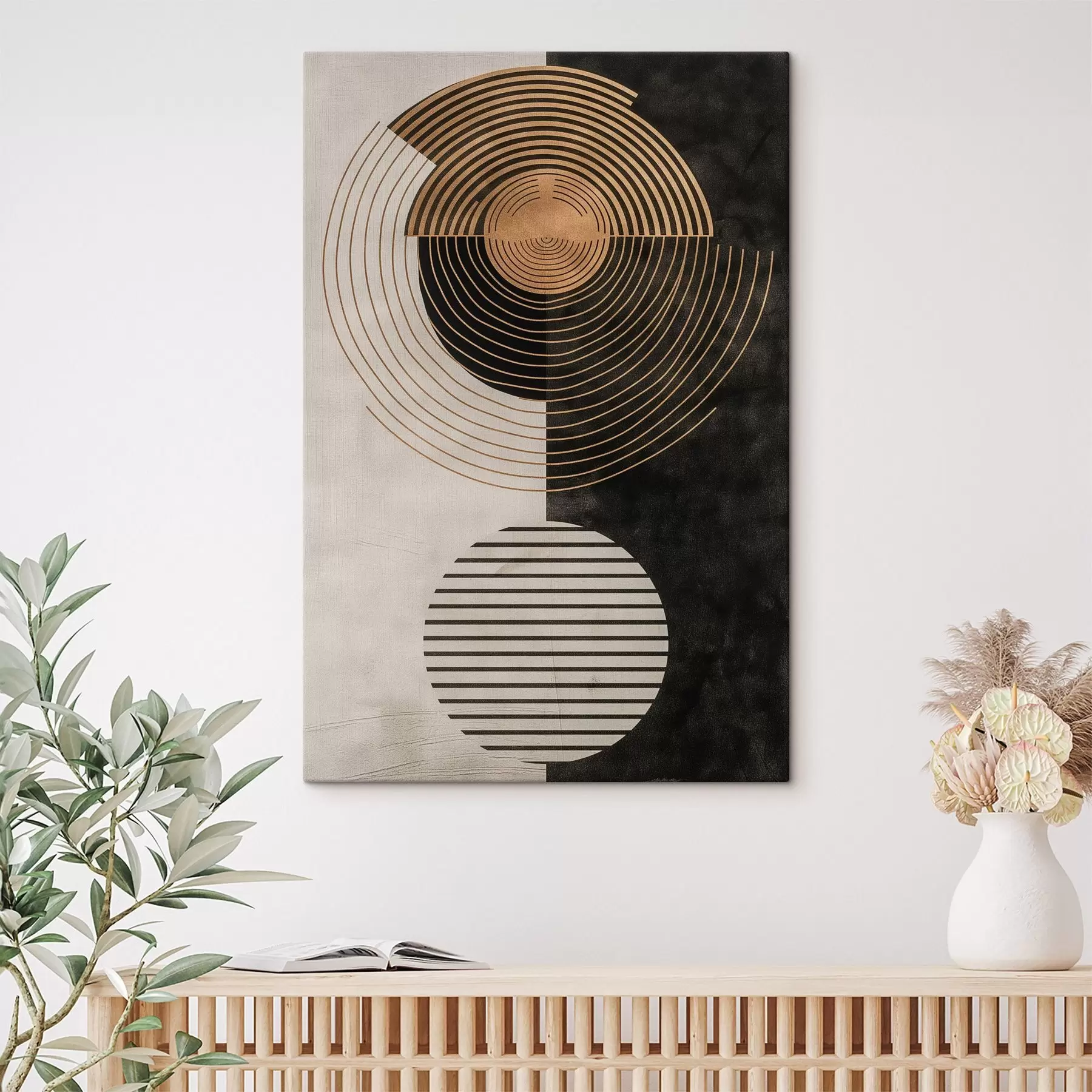 Wandbilder Kreise und Blätter s47080