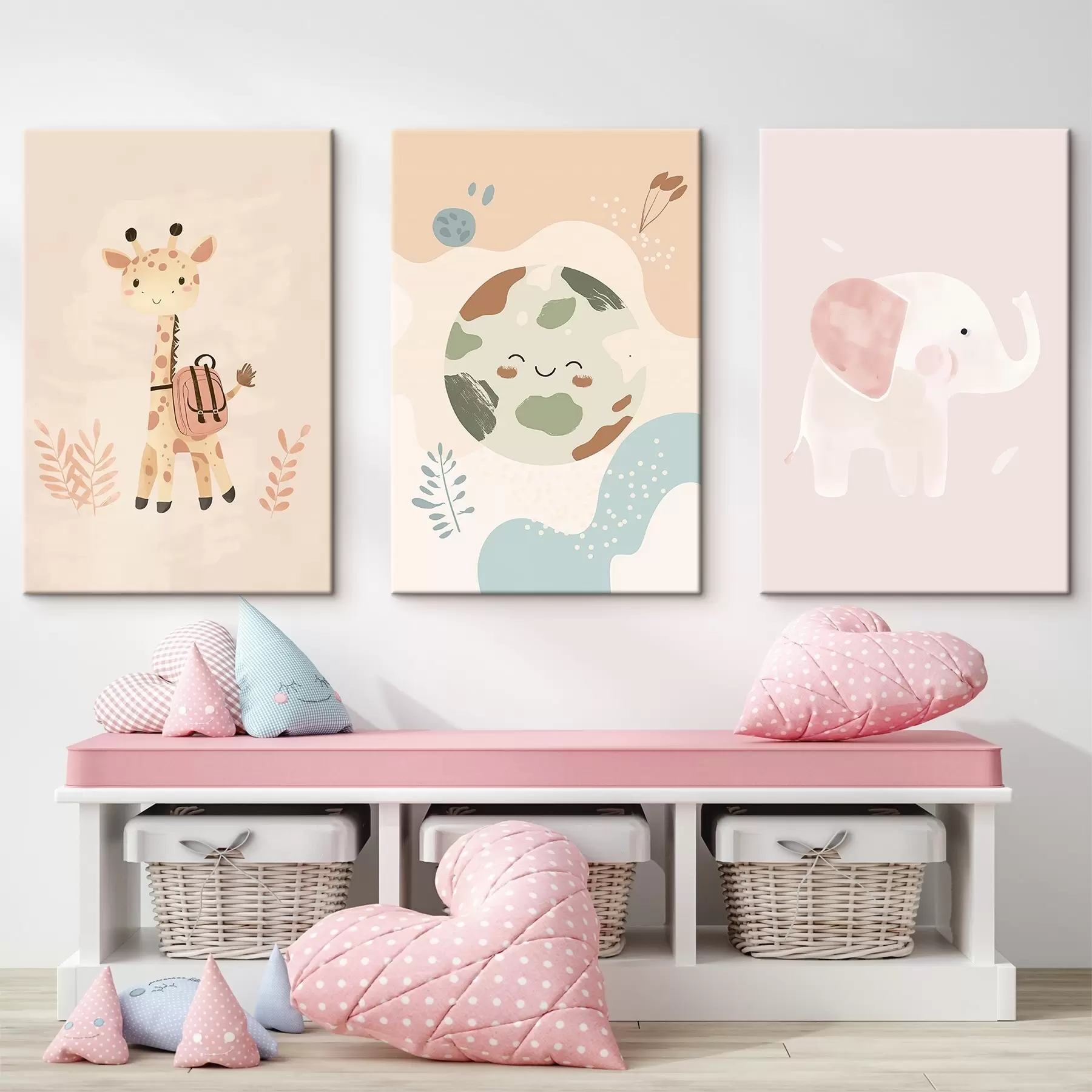 Wandbilder Erde, Giraffe und Elefant m01135