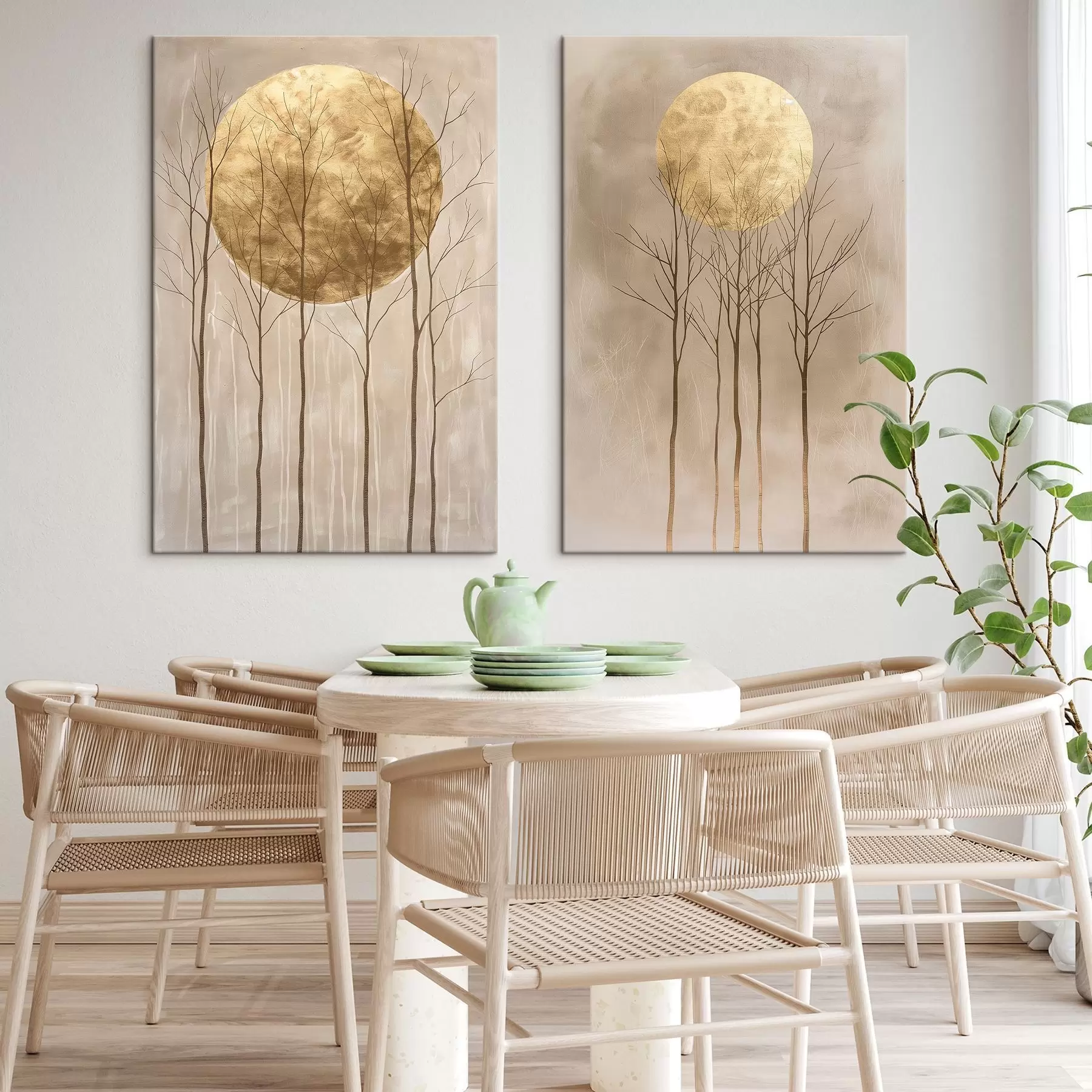 Wandbilder Zarte Bäume und Kreis m01137