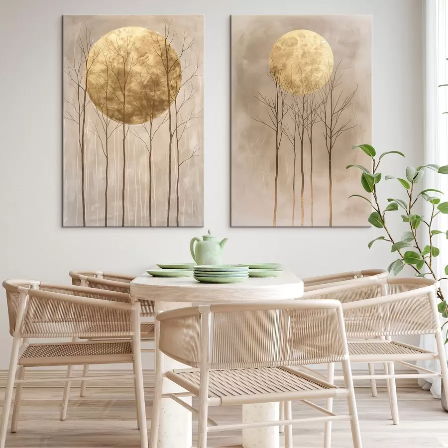 Wandbilder Zarte Bäume und Kreis m01137