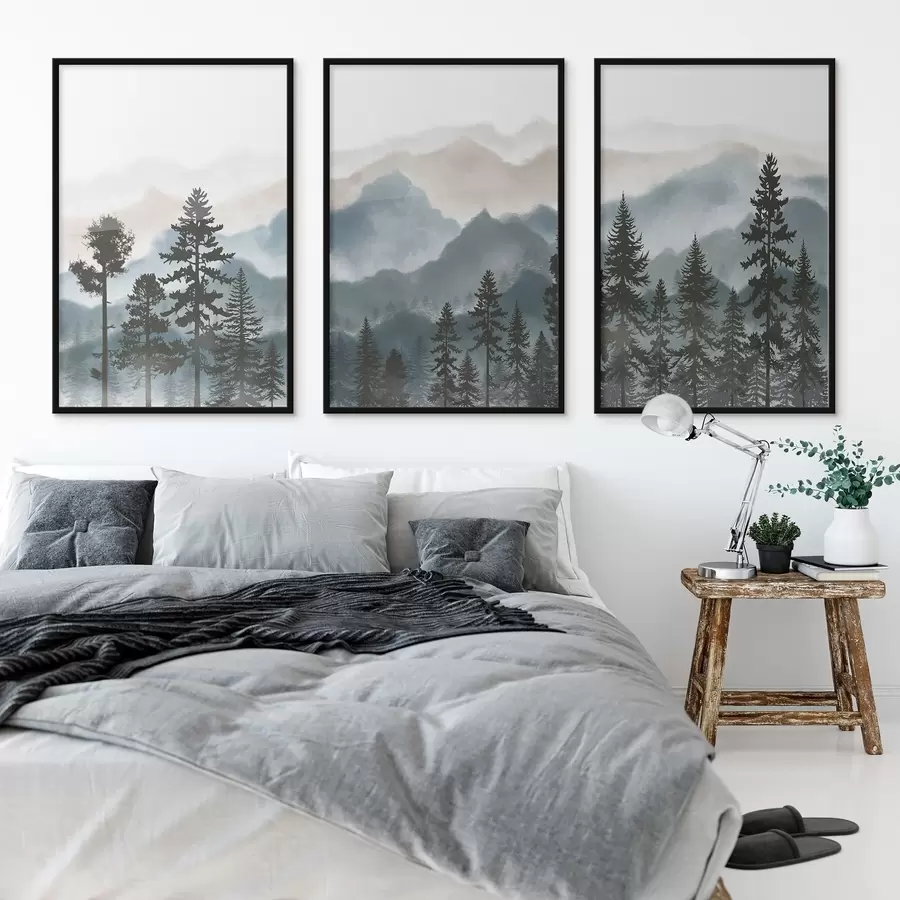 Fototapete Ruhige Berge und sich abzeichnende Bäume d00244