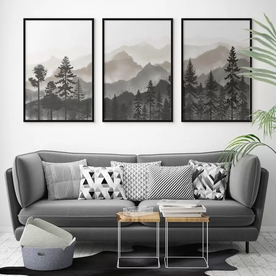 Fototapete Ruhige Berglandschaft mit Bäumen d00244v1