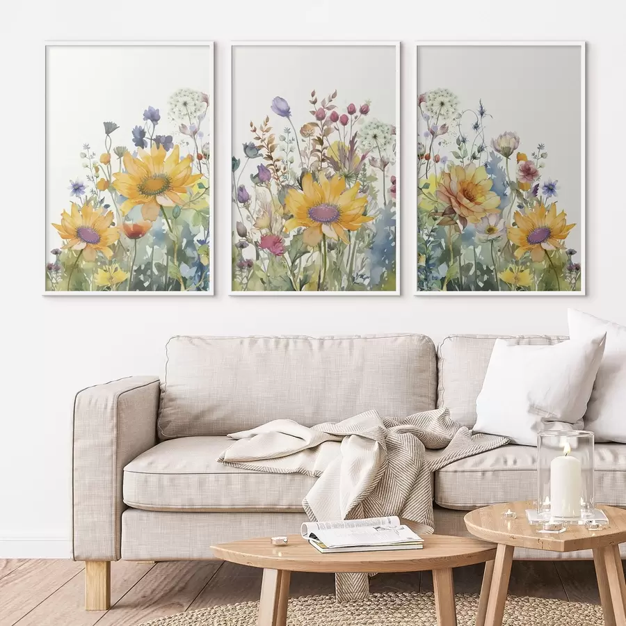 Fototapete Bunte Sommer-Aquarell-Wildblumen d00333