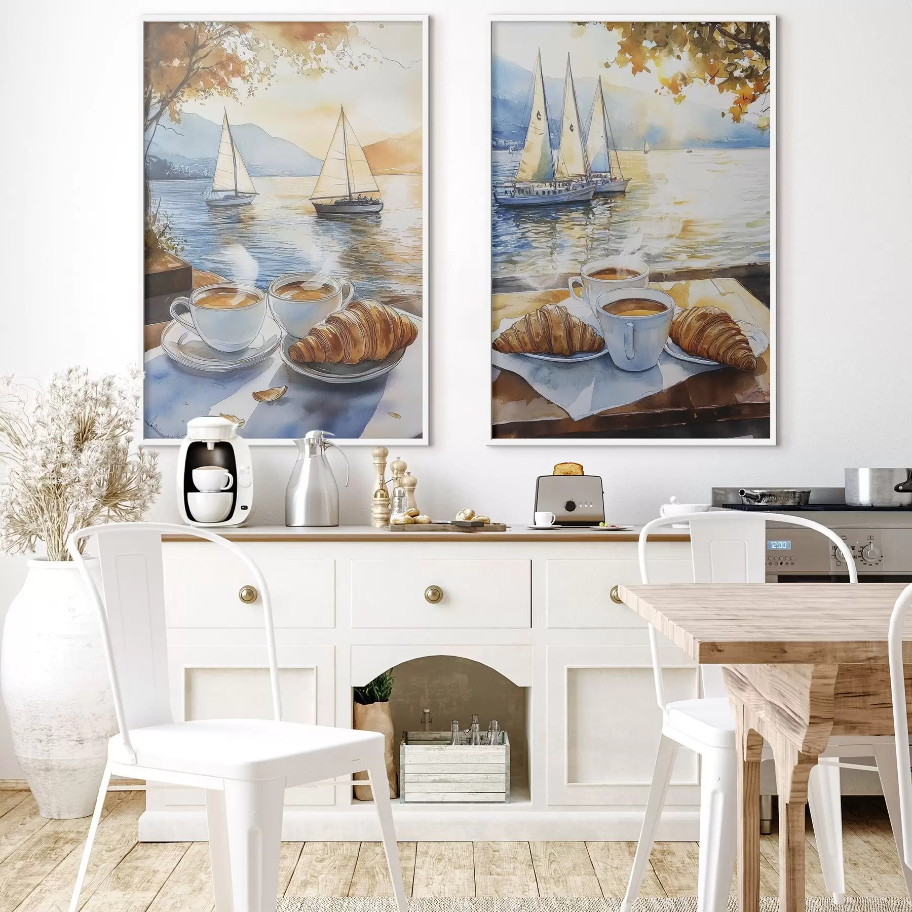 Fototapete Sonnenuntergang auf dem See mit Ups of Coffee, Segelboote, Natur, Reisen d00407