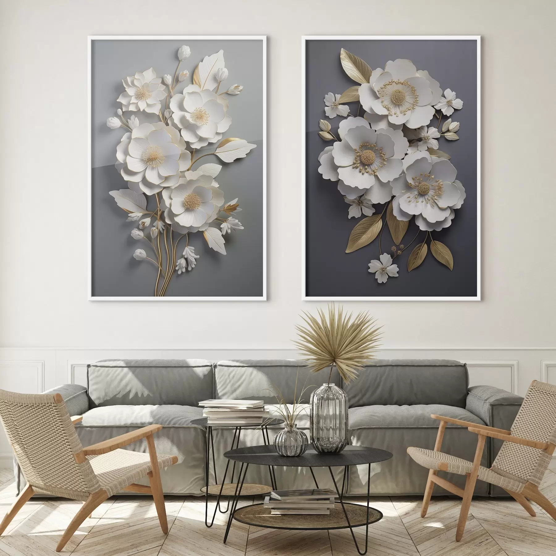 Fototapete Eine Komposition von Blumenzweigen auf einem dunklen Hintergrund d00423