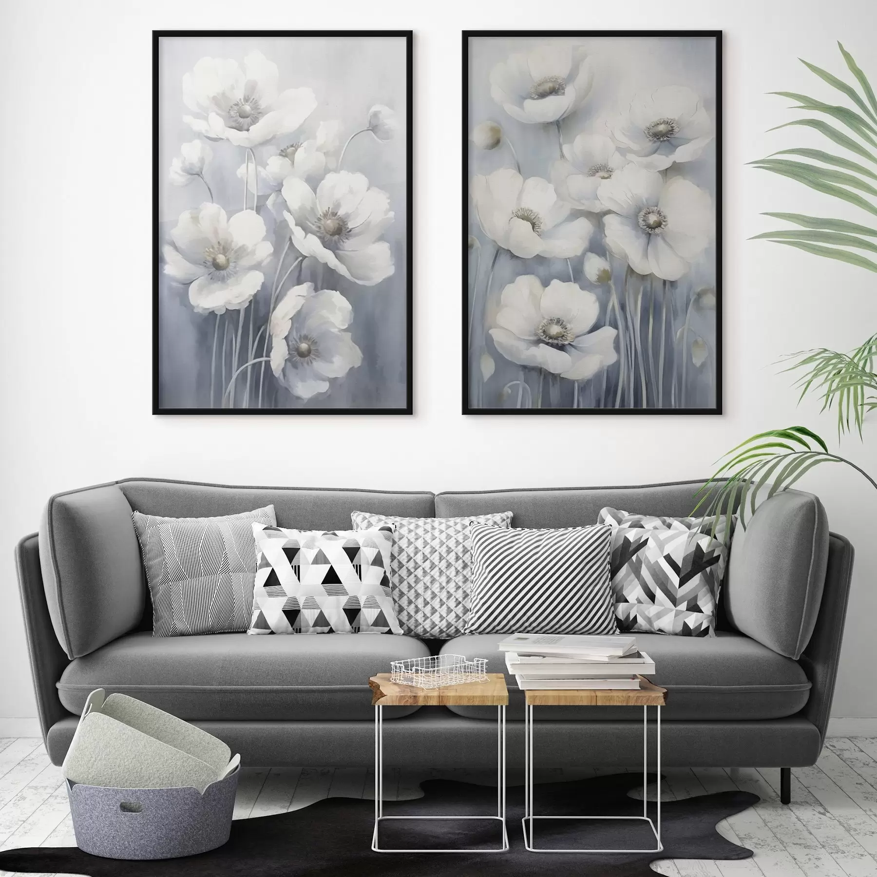 Fototapete Weiße Vintage-Blumen d00430