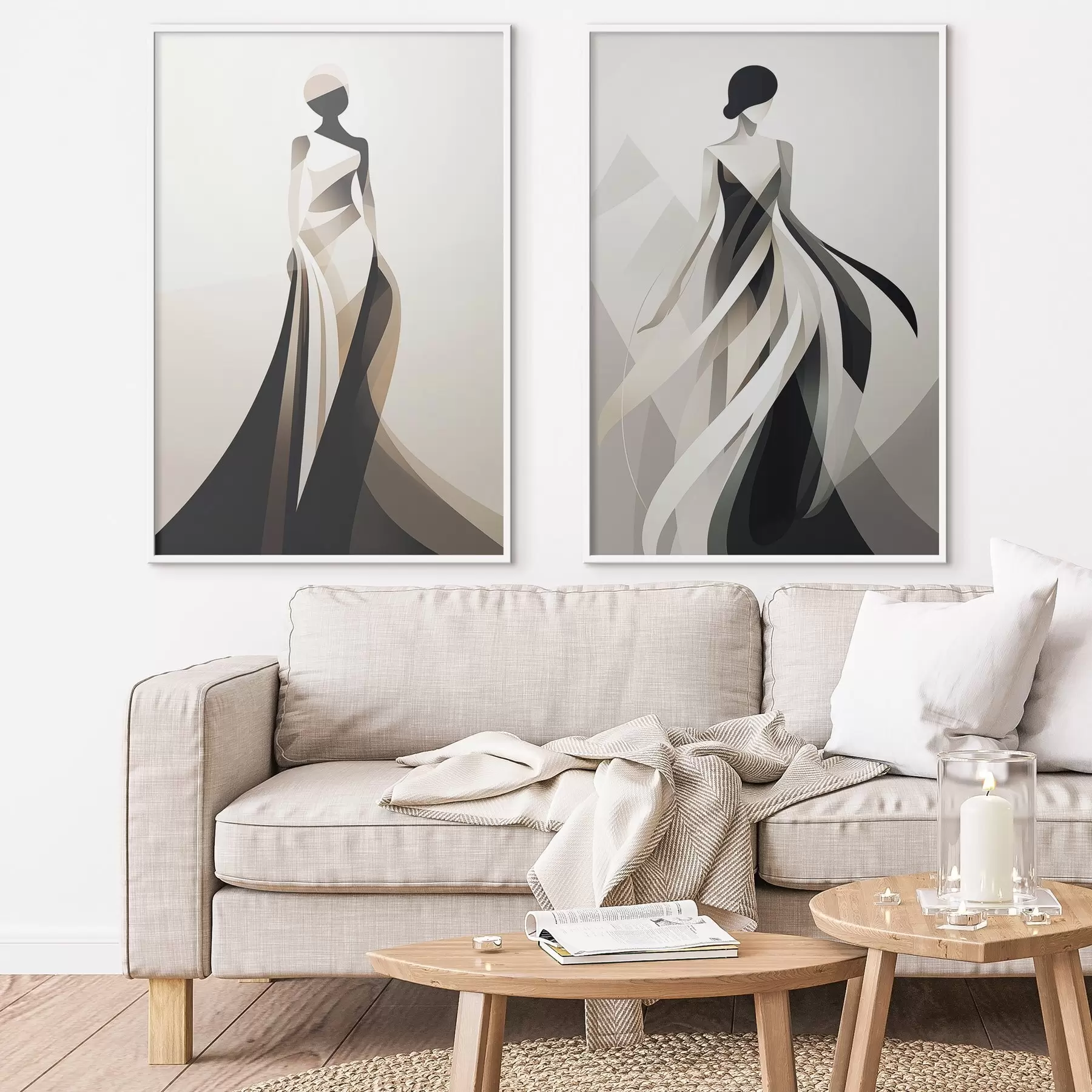 Fototapete Silhouettenkomposition in hellen und dunklen Tönen d00465