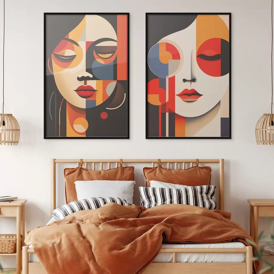 Fototapete Geometrische Frauenporträts d00501