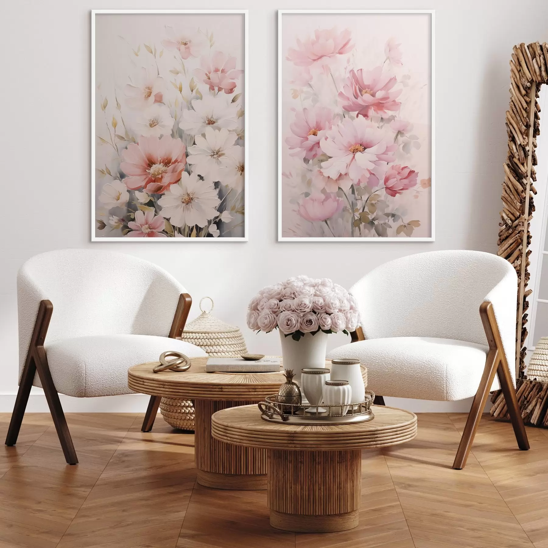 Fototapete Zarte Blumen Nachahmung Malerei d00504