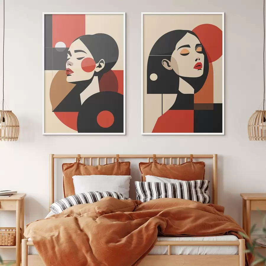 Fototapete Porträts von Frauen im Bauhaus-Stil d00516