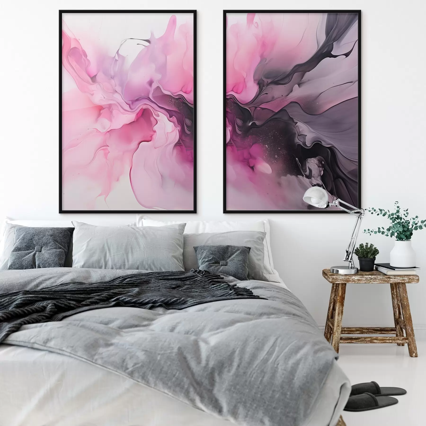 Fototapete Abstrakte Wirbel aus Rosa, Lila und Schwarz gehen in einer fließenden, organischen Komposition ineinander über und erzeugen ein Gefühl von Bewegung d00532