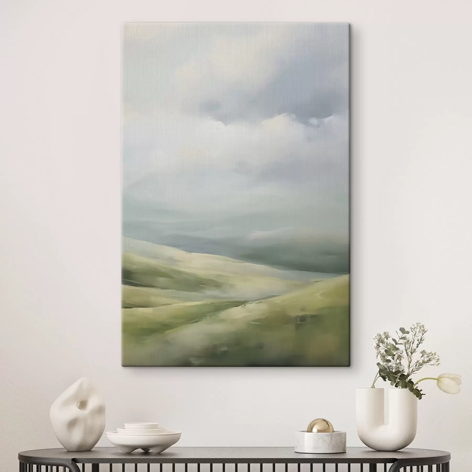 Wandbilder Feld vor einem Hintergrund aus Wolken s47243