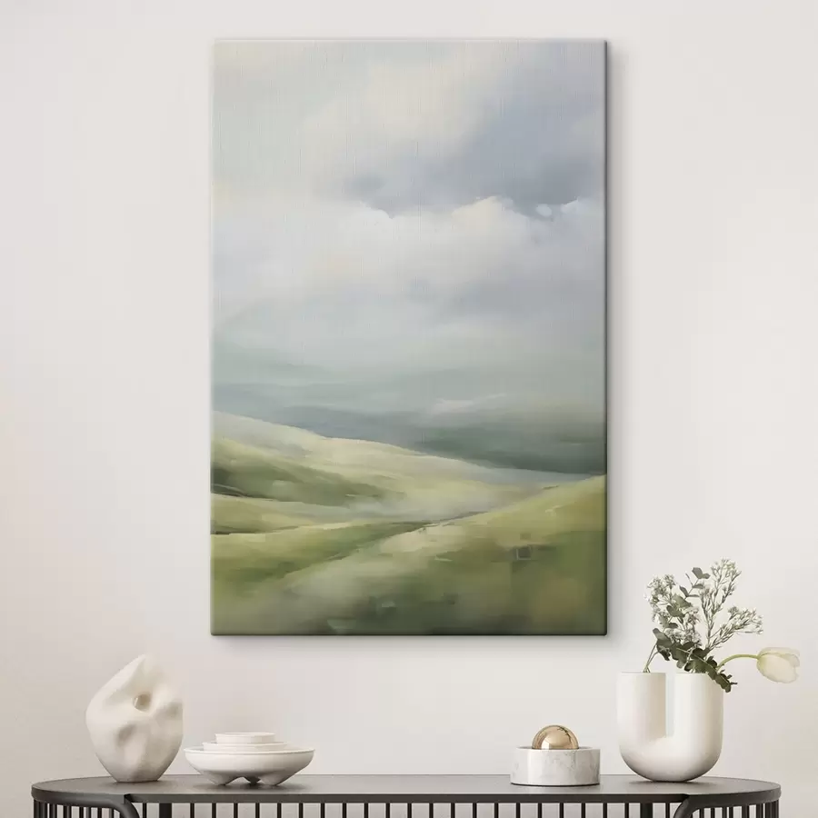 Wandbilder Feld vor einem Hintergrund aus Wolken s47243