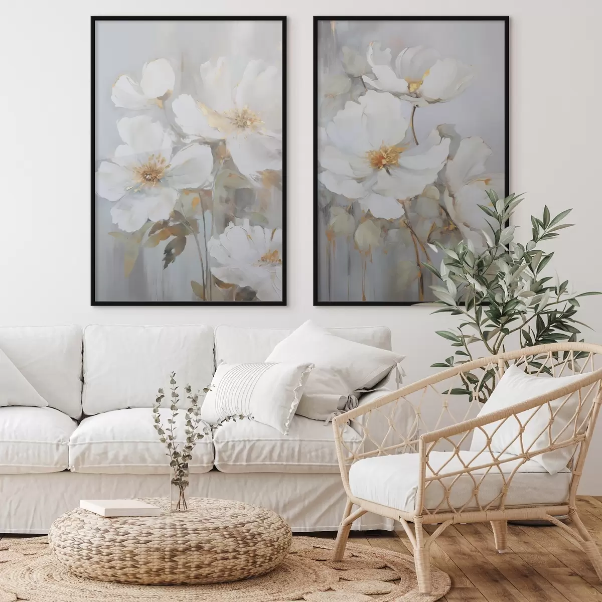 Poster Abstrakte Blumenimitation einer Malerei d00906