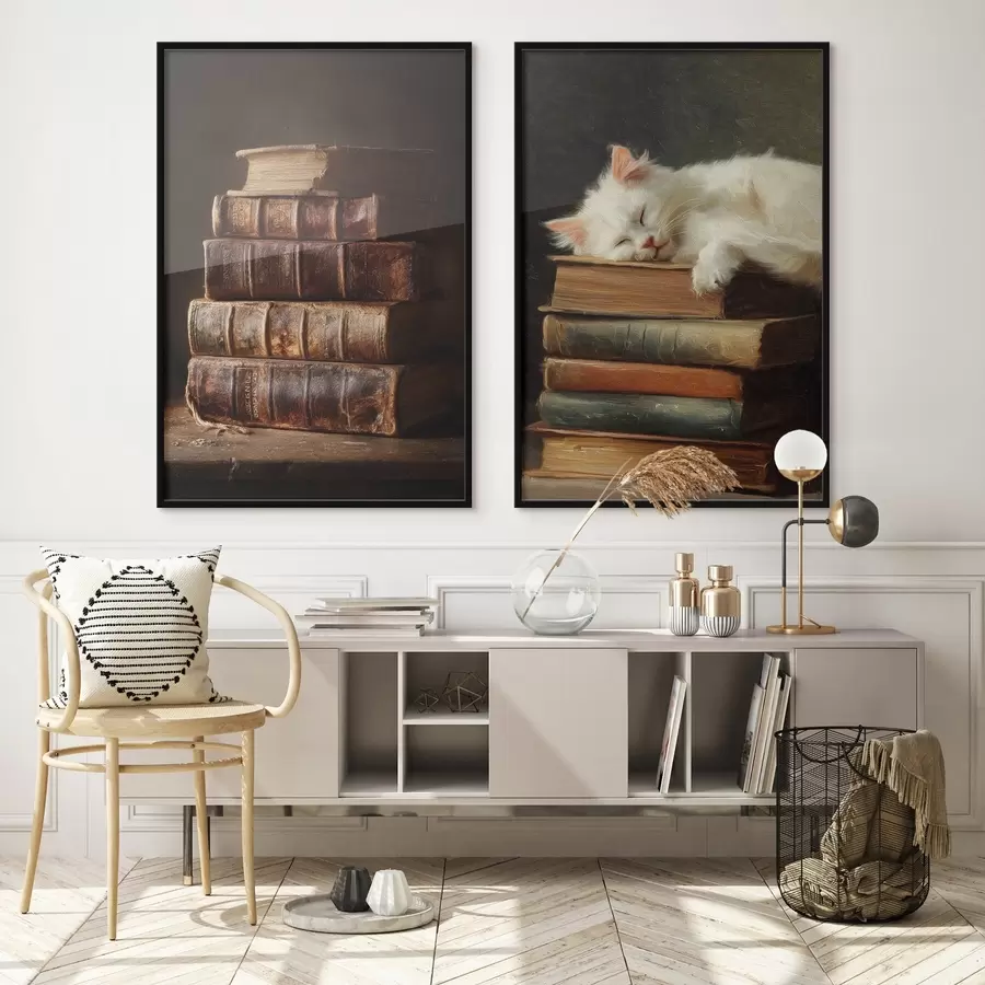 Fototapete Katze auf Büchern d00919