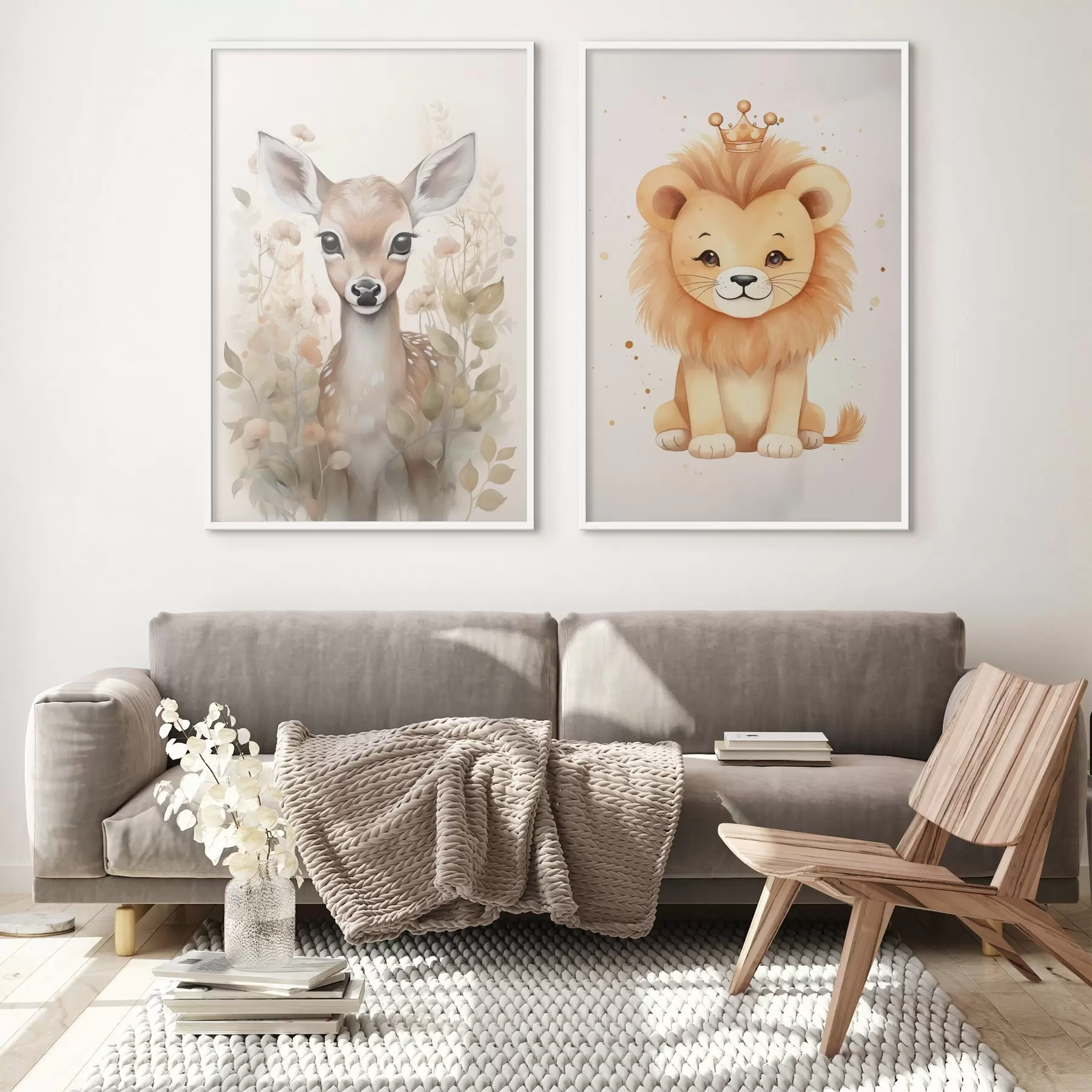 Fototapete Hirsch und Löwe d00922