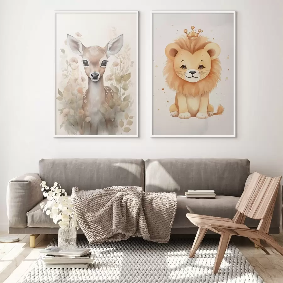 Fototapete Hirsch und Löwe d00922