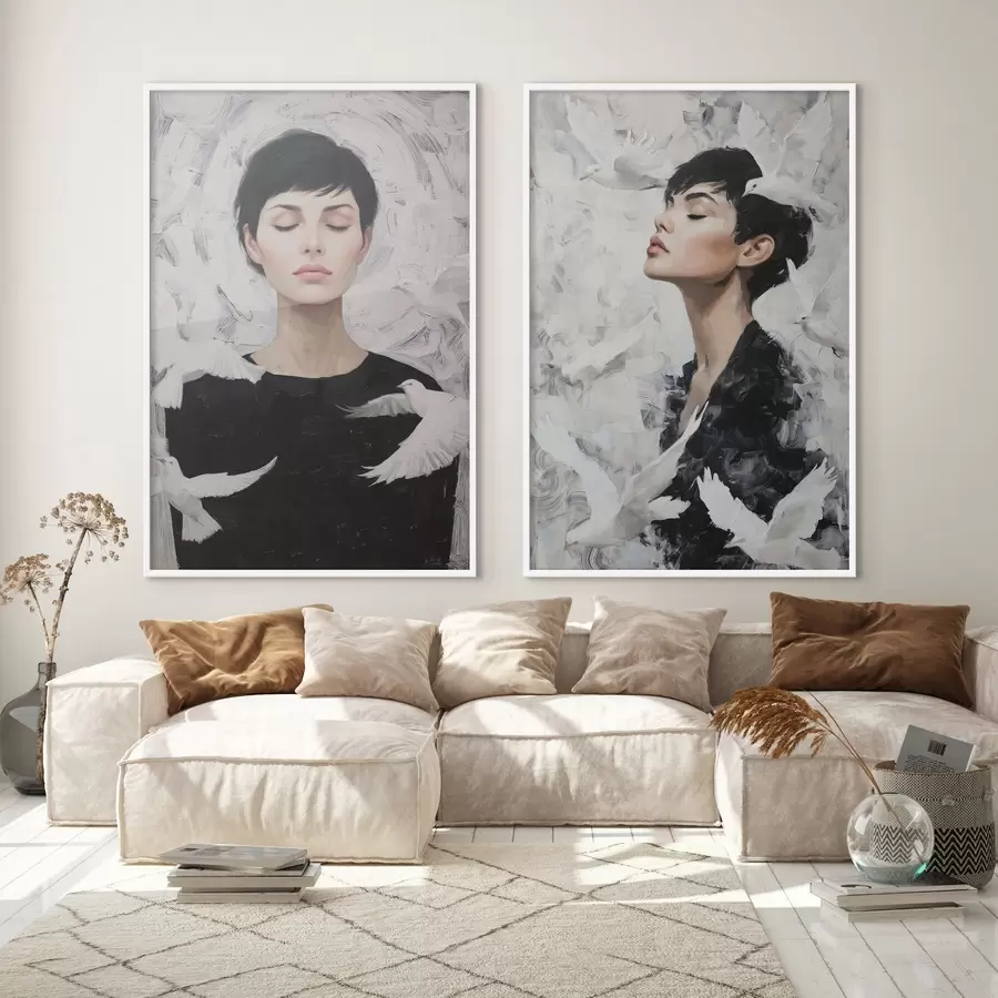 Fototapete Frau mit Tauben d00923