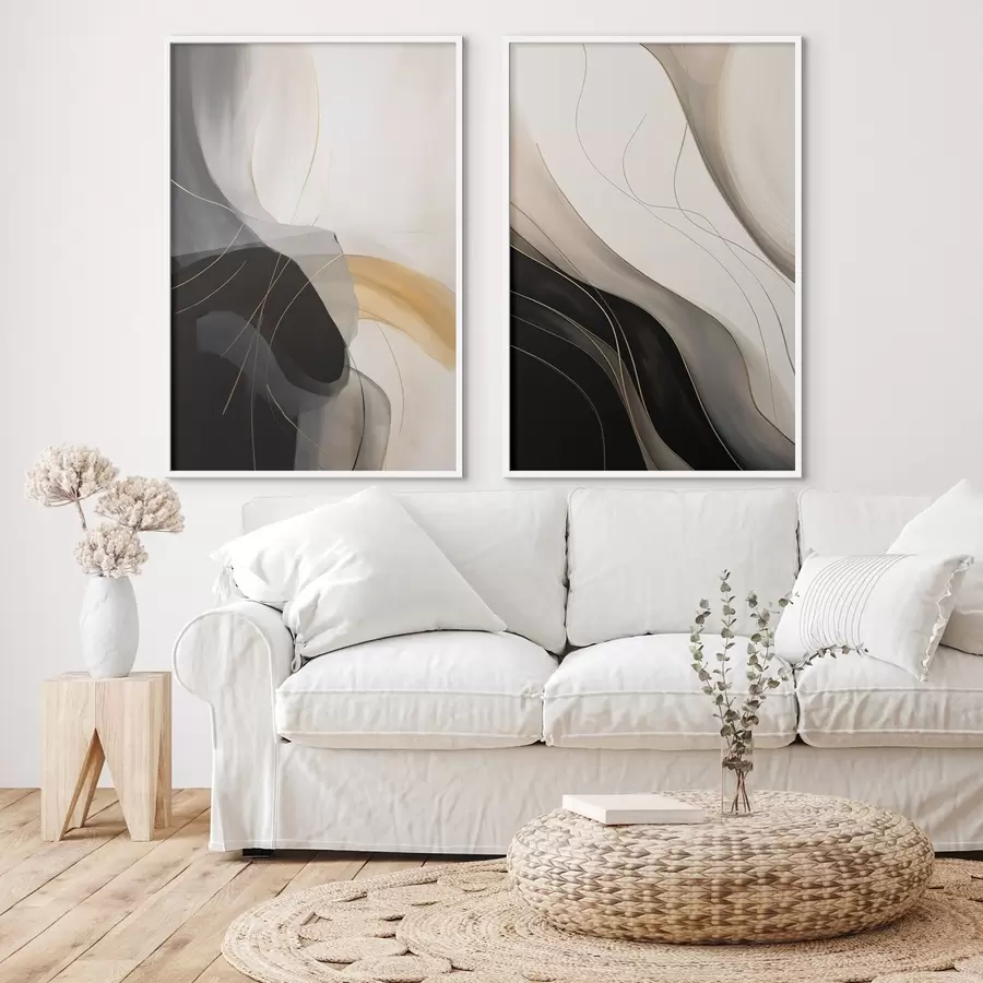 Fototapete Monochrome Kurven mit feinen Metallfäden d00972